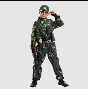 Spooktacular Creations Army Force Costume Military Kids Size Large 10-12 Yrs New